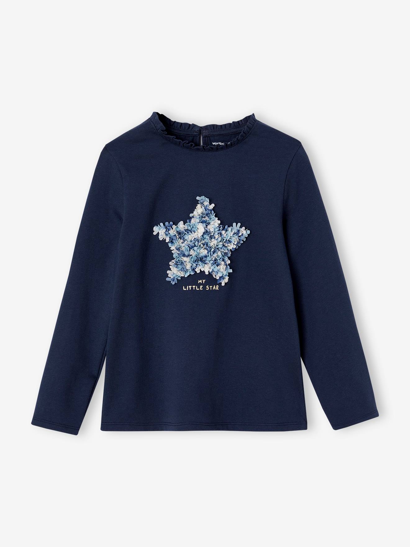Vertbaudet T-shirt Met Versiering En Motief Froufrou Oeko-Tex® Marineblauw