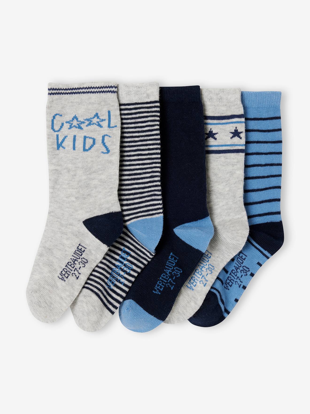 Vertbaudet Set Van 5 Paar Jongenssokken "Cool Kids" Azuurblauw