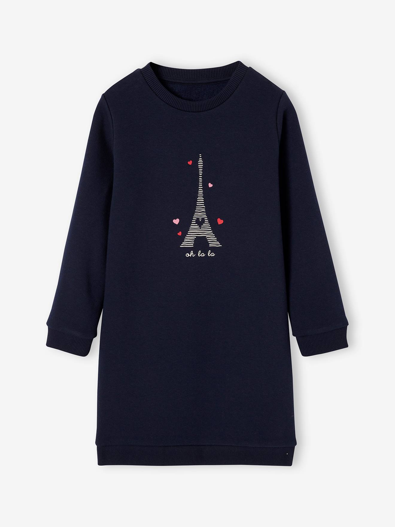 Vertbaudet Basics Fleece Meisjesjurk Marineblauw