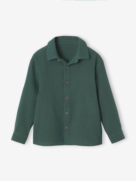 Chemise gaze de coton garçon vert sapin - vertbaudet enfant 