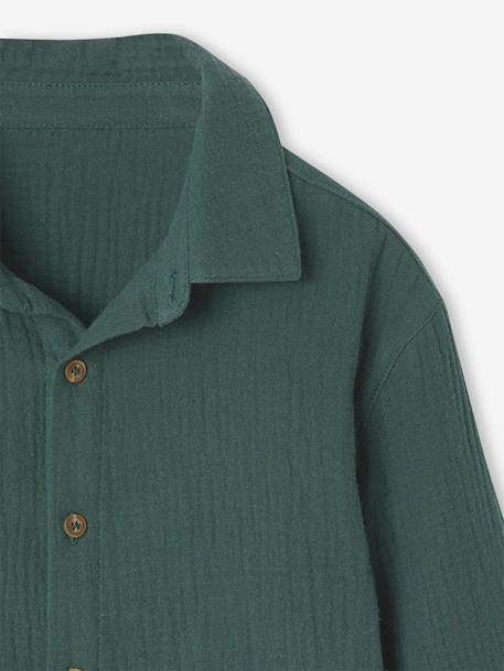 Chemise gaze de coton garçon vert sapin - vertbaudet enfant 