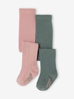 Bébé-Chaussettes, Collants-Lot de 2 paires de collants en maille torsadée bébé fille