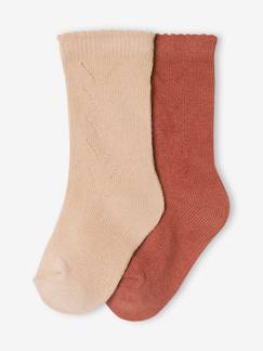 Bébé-Chaussettes, Collants-Lot de 2 paires de chaussettes hautes bébé fille