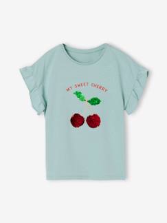 Meisje-T-shirt, souspull-T-shirt-Omkeerbaar meisjesshirt met lovertjes