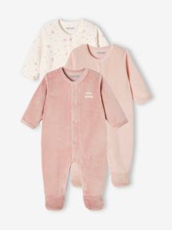 Bébé-Pyjama, surpyjama-Lot de 3 pyjamas bébé mixte en velours ouverture naissance