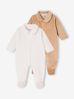 Bébé-Pyjama, surpyjama-Lot de 2 pyjamas bébé mixtes en velours ouverture naissance