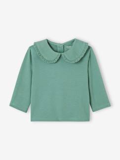 Baby-T-shirt, coltrui-Baby T-shirt met lange mouwen en claudinekraag