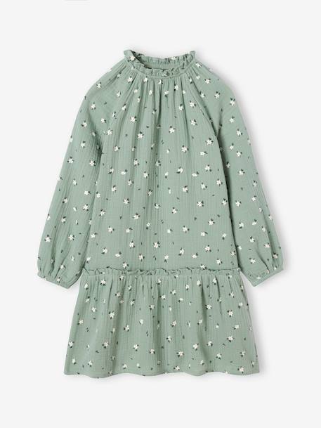 Fille-Robe en gaze de coton motifs fleurs fille