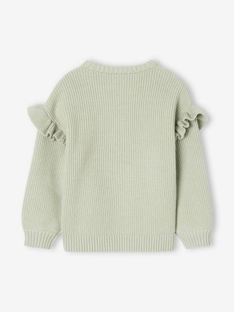 Pull manches volantées fille rouge+vanille+vert sauge - vertbaudet enfant 