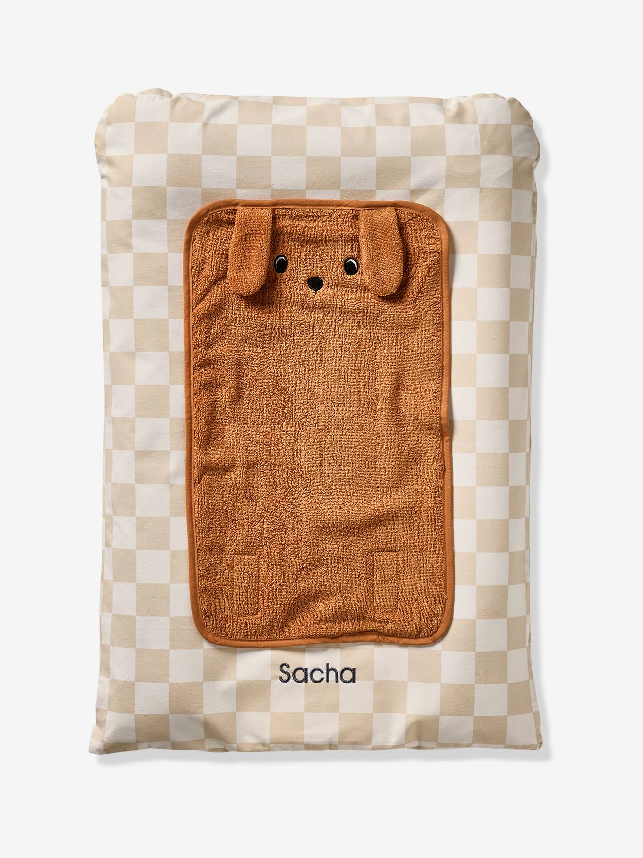 Vertbaudet Personaliseerbaar Verschoonkussen Achille Beige, Geruit