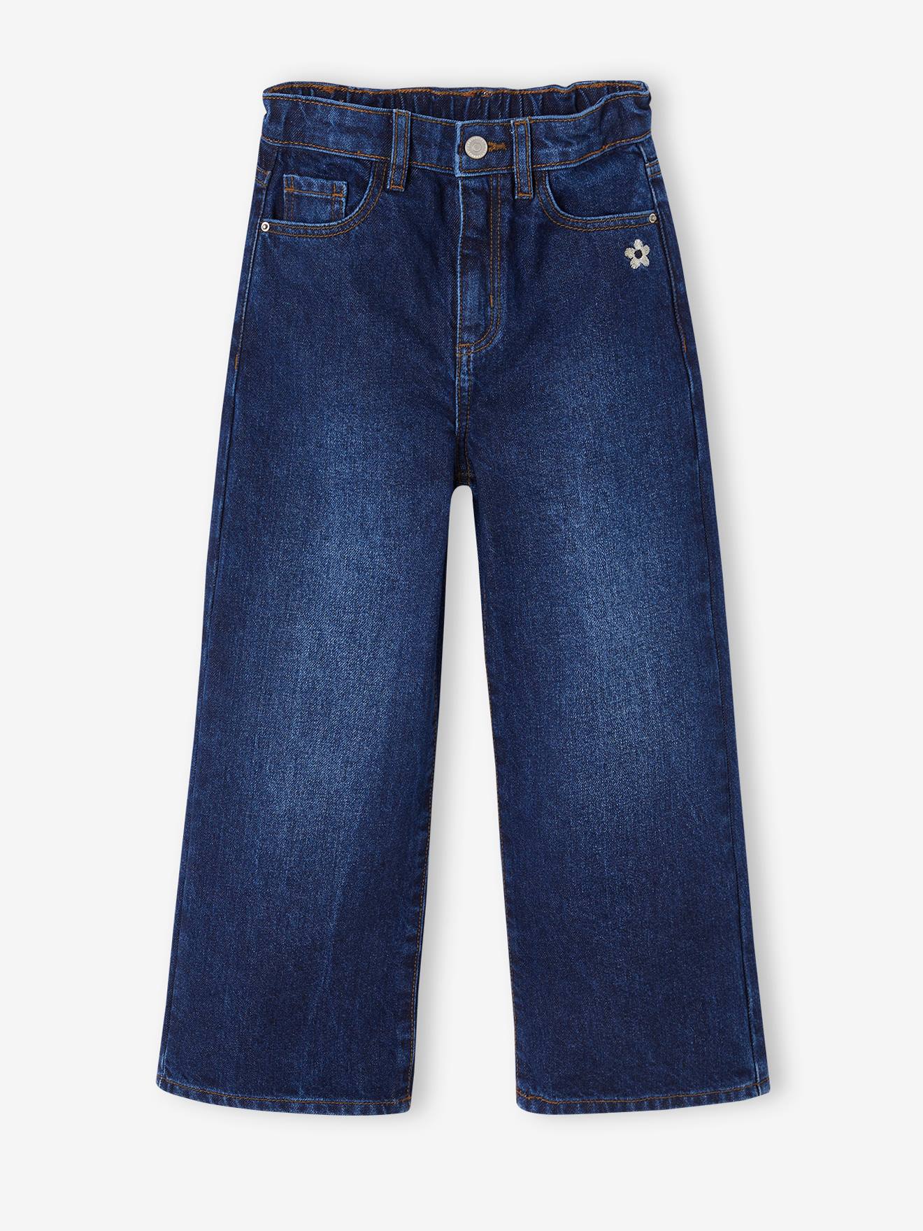 Vertbaudet Wijde Meisjesjeans Ongewassen Denim