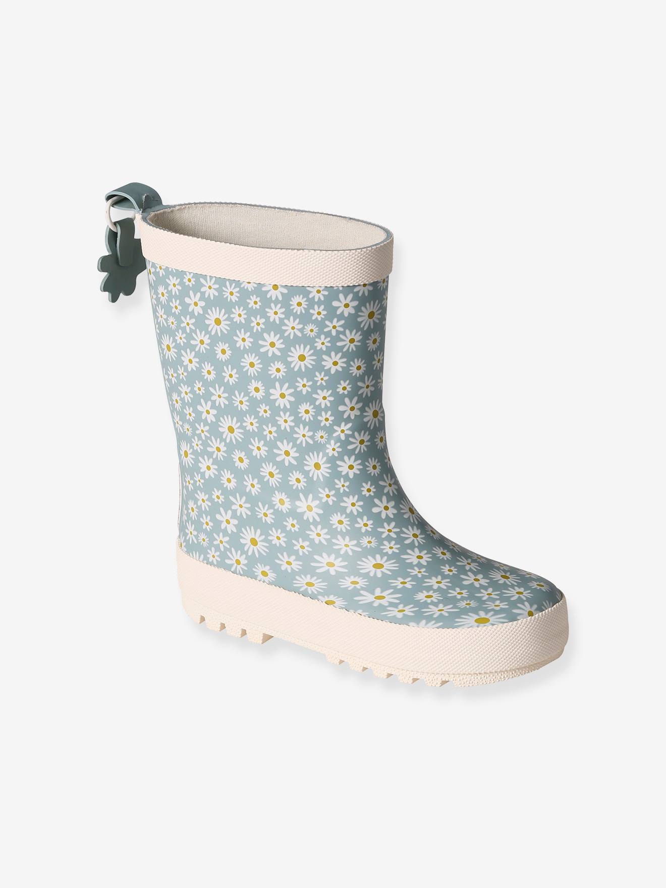 Bottes de pluie caoutchouc imprime enfant collection maternelle bleu imprime Chaussures