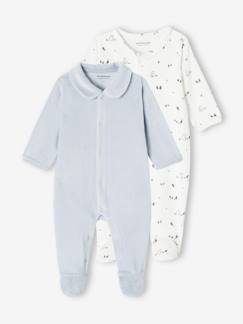 Baby-Pyjama,  overpyjama-Set van 2 fluwelen babyslaappakjes met opening voor