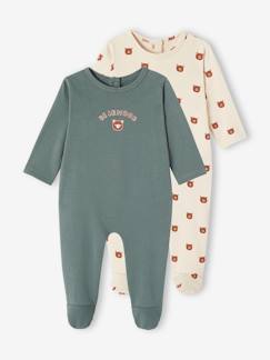 Baby-Pyjama,  overpyjama-Set 2 slaappakjes voor jongens "Teddy bear" in fleece