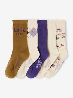 Fille-Sous-vêtement-Chaussettes-Lot 5 paires de chaussettes colorées Fille