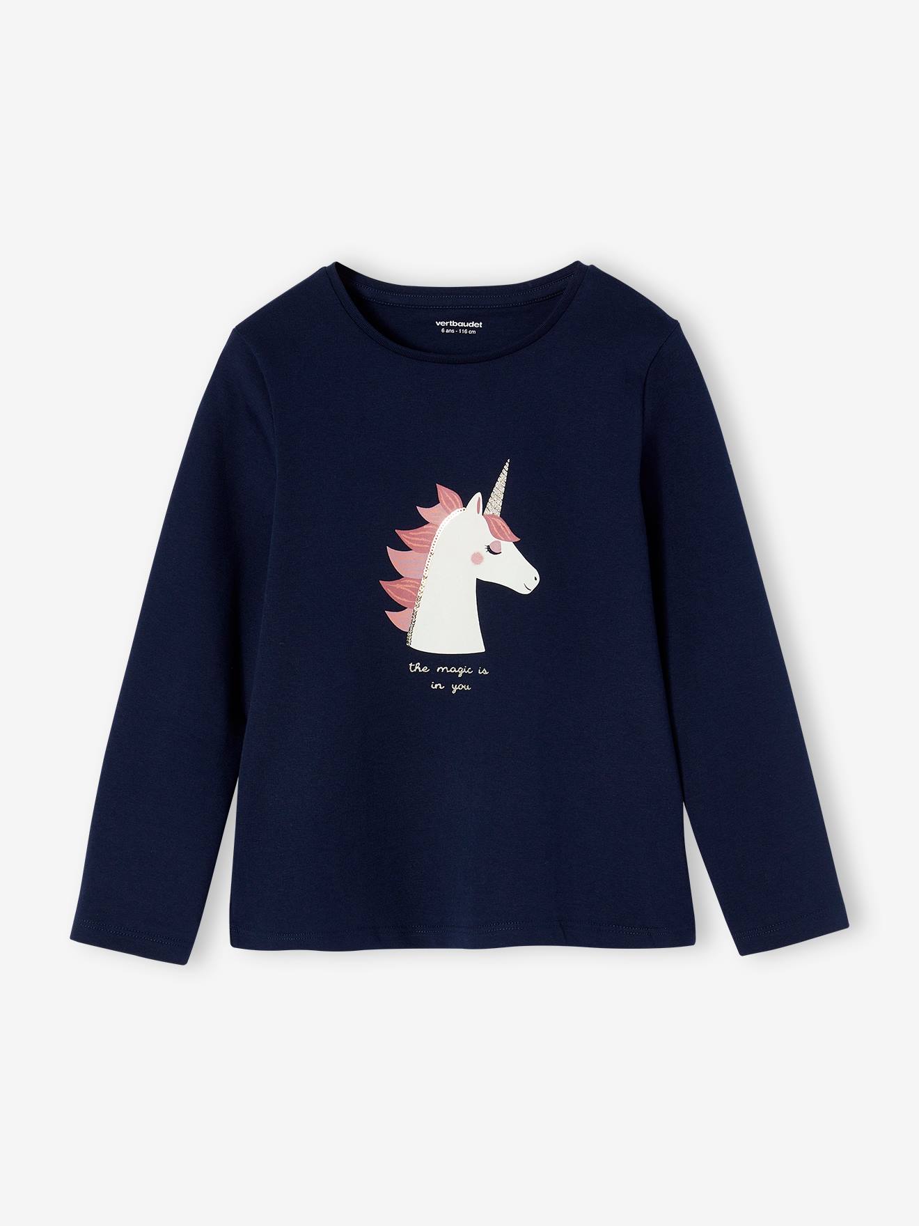 Vertbaudet Shirt Met Konijnmotief En Sierstrik Voor Meisjes Marineblauw