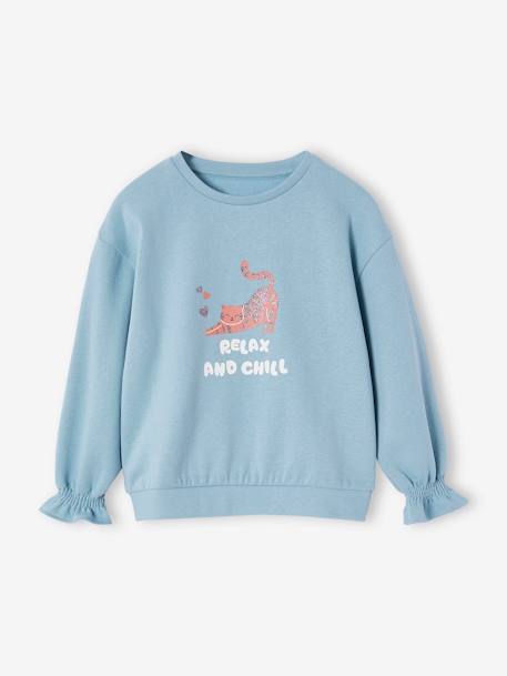 Fille-Pull, gilet, sweat-Sweat motif animal détails fantaisie fille