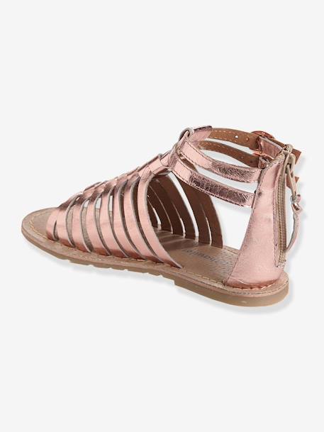 Sandales fille en cuir ARGENT MULTICO+Blanc+NOIR+ROSE FUCHSIA+ROSE PALE METALISE - vertbaudet enfant 