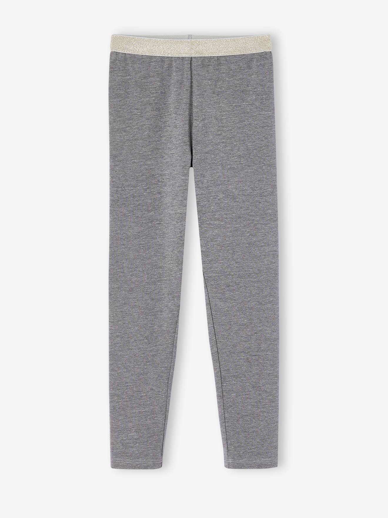 Vertbaudet Meisjes Legging Met Iriserende Riem Gemêleerd Grijs