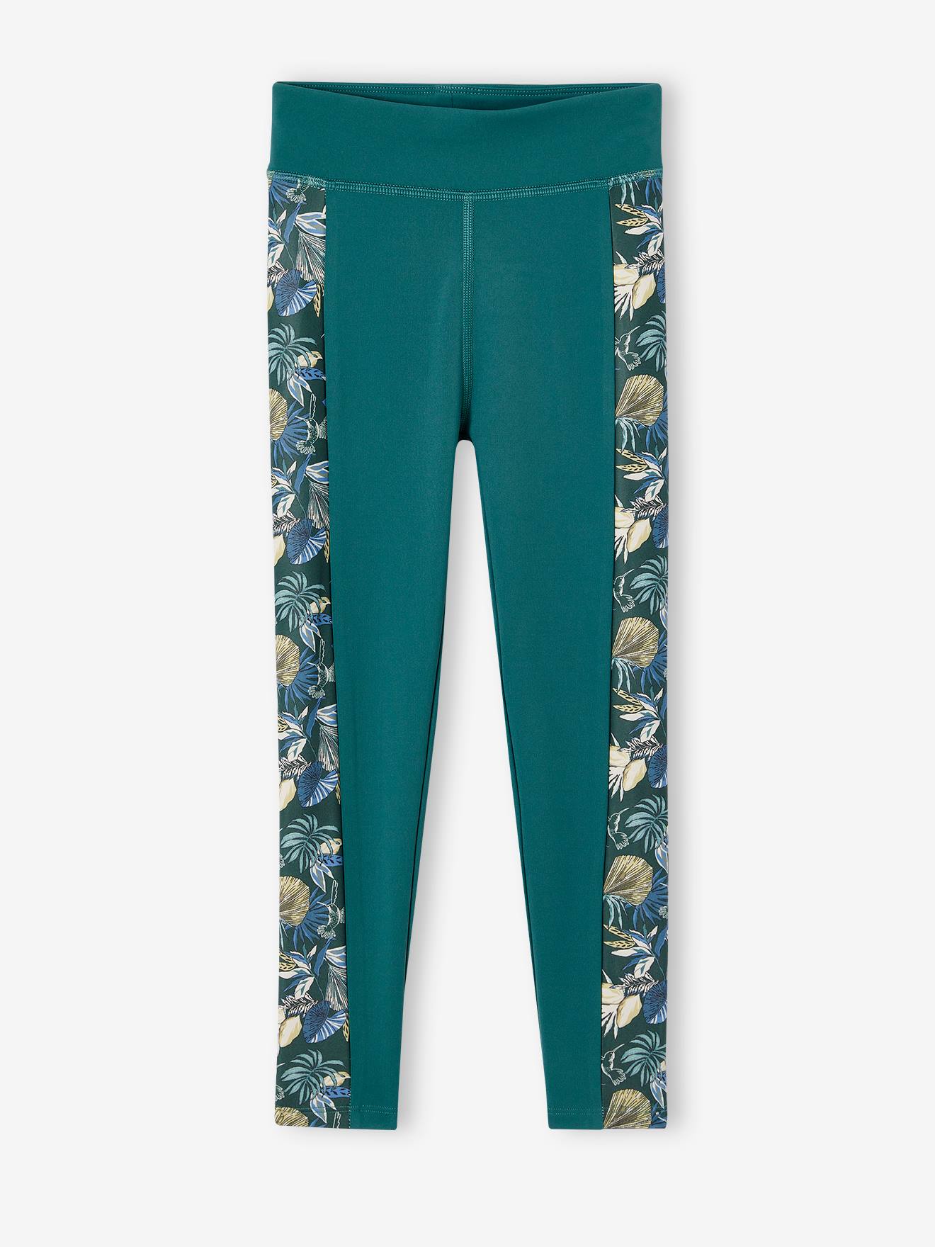 Vertbaudet Sportlegging Van Technisch Materiaal Meisjes Zijstroken Exotische Bloemen Smaragdgroen