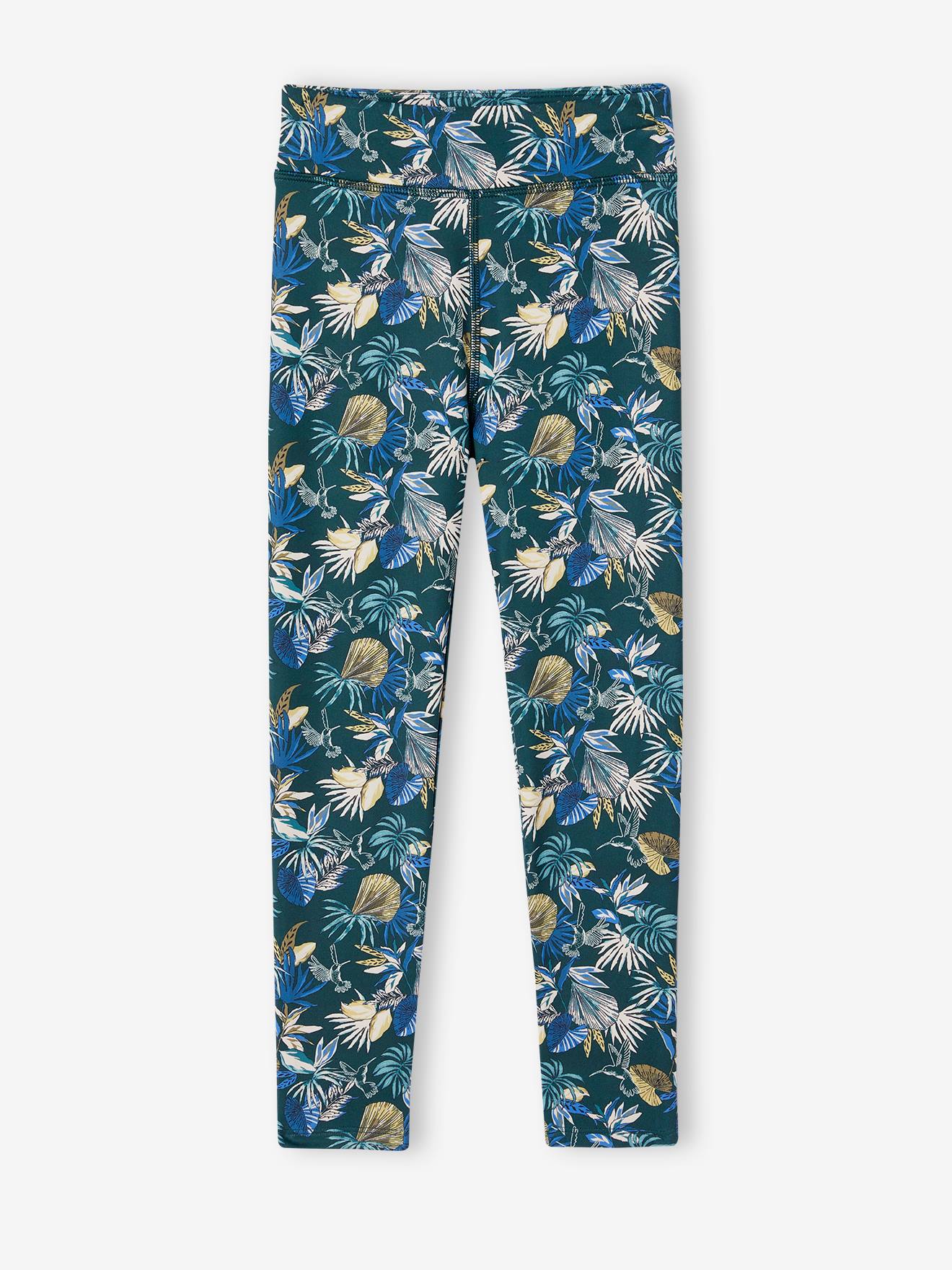 Vertbaudet Sportlegging Van Technisch Materiaal Exotische Bloemenprint Groen, Bedrukt