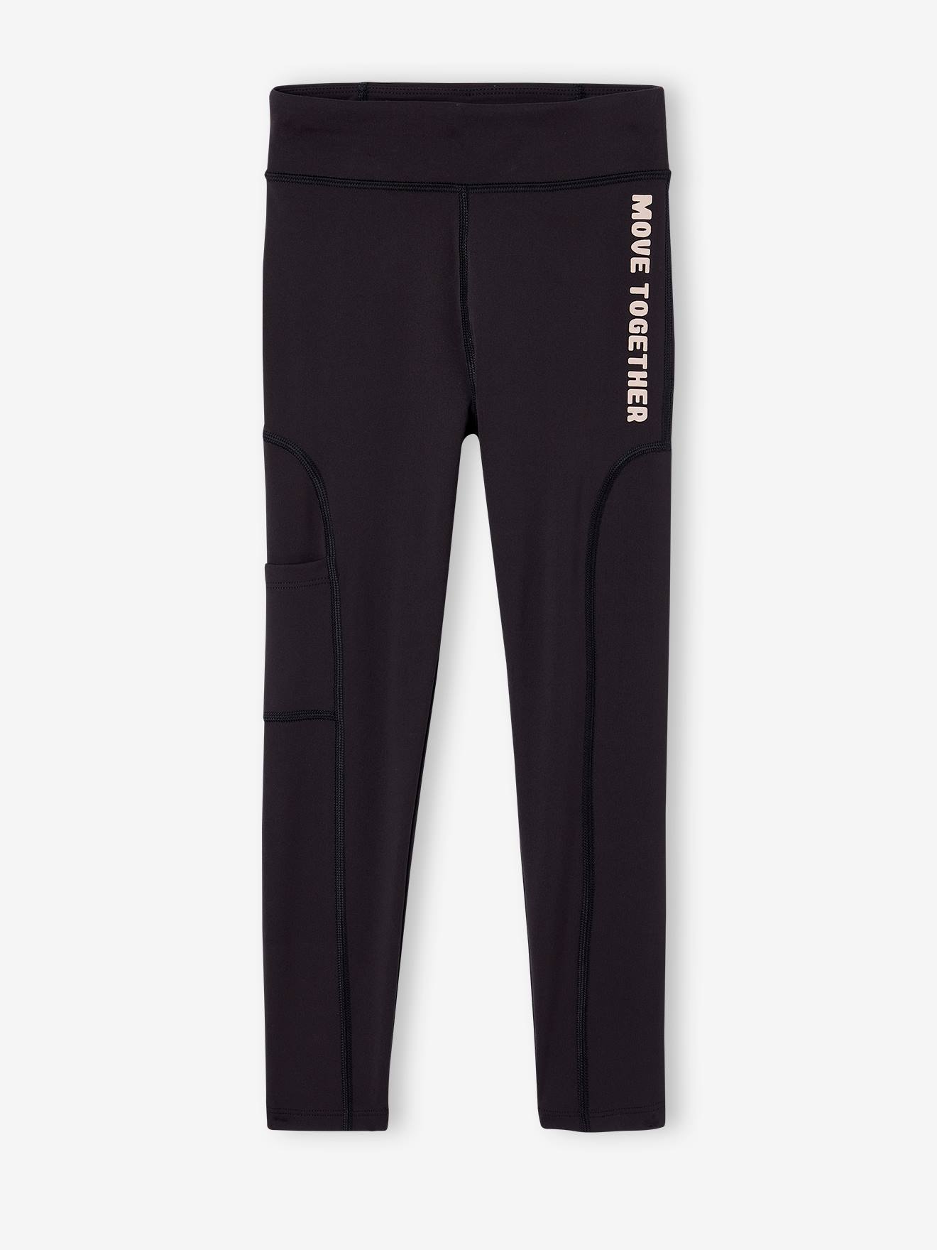 Vertbaudet Sportlegging Voor Meisjes Van Technisch Materiaal Met Ritszakje Achter Zwart