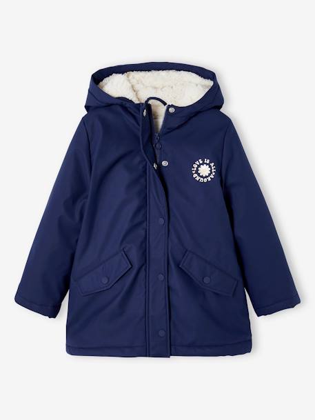 Fille-Manteau, veste-Ciré à capuche doublé sherpa fille