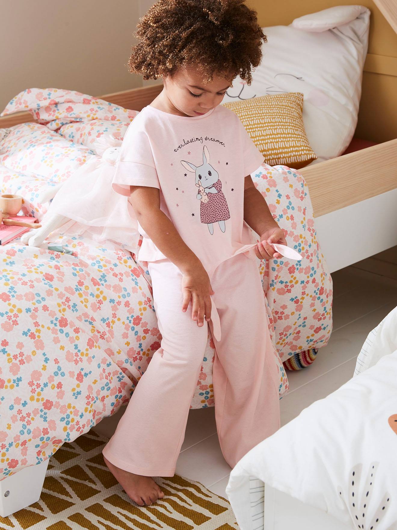 Pyjama large fille lapin rose pale Fille