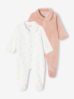 Bébé-Pyjama, surpyjama-Lot de 2 pyjamas mixtes velours ouverture naissance