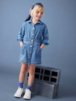 Robe en denim boutonnée fille  - vertbaudet enfant