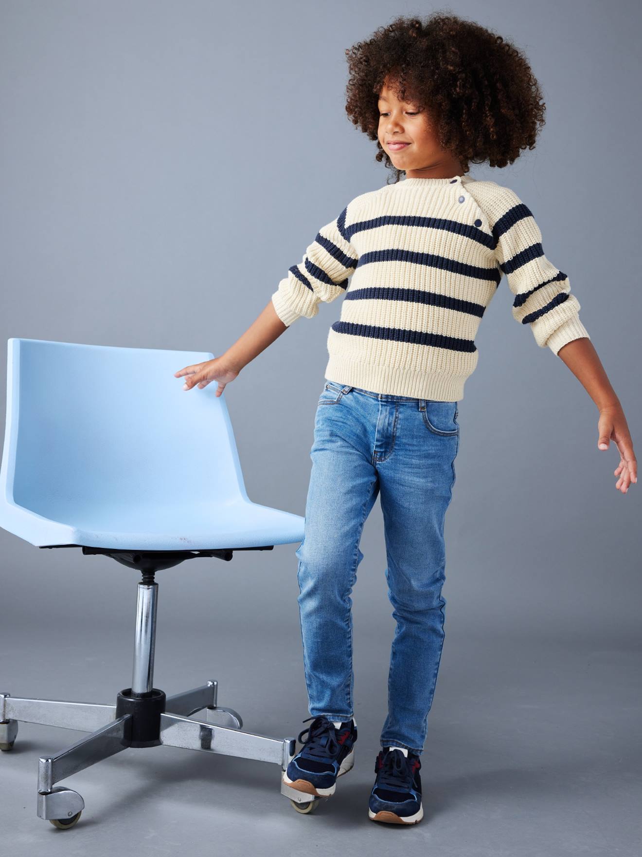Vertbaudet Slim Fit Jongensjeans Morphologik "waterless" Heupomtrek Small Double Stone