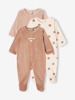 Baby-Pyjama,  overpyjama-Set van 3 fluwelen babyslaappakjes BASICS