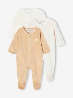 Bébé-Pyjama, surpyjama-Lot de 3 pyjamas bébé mixte en velours ouverture naissance