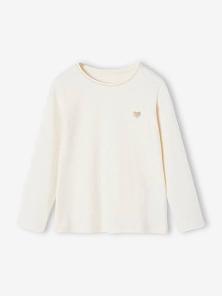 Fille-T-shirt Basics coeur pailleté manches longues fille