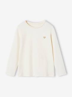 - T-shirt Basics met hartjes en pailletten en lange mouwen
