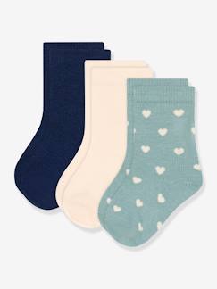 Bébé-Chaussettes, Collants-Lot de 3 paires de chaussette coeur PETIT BATEAU