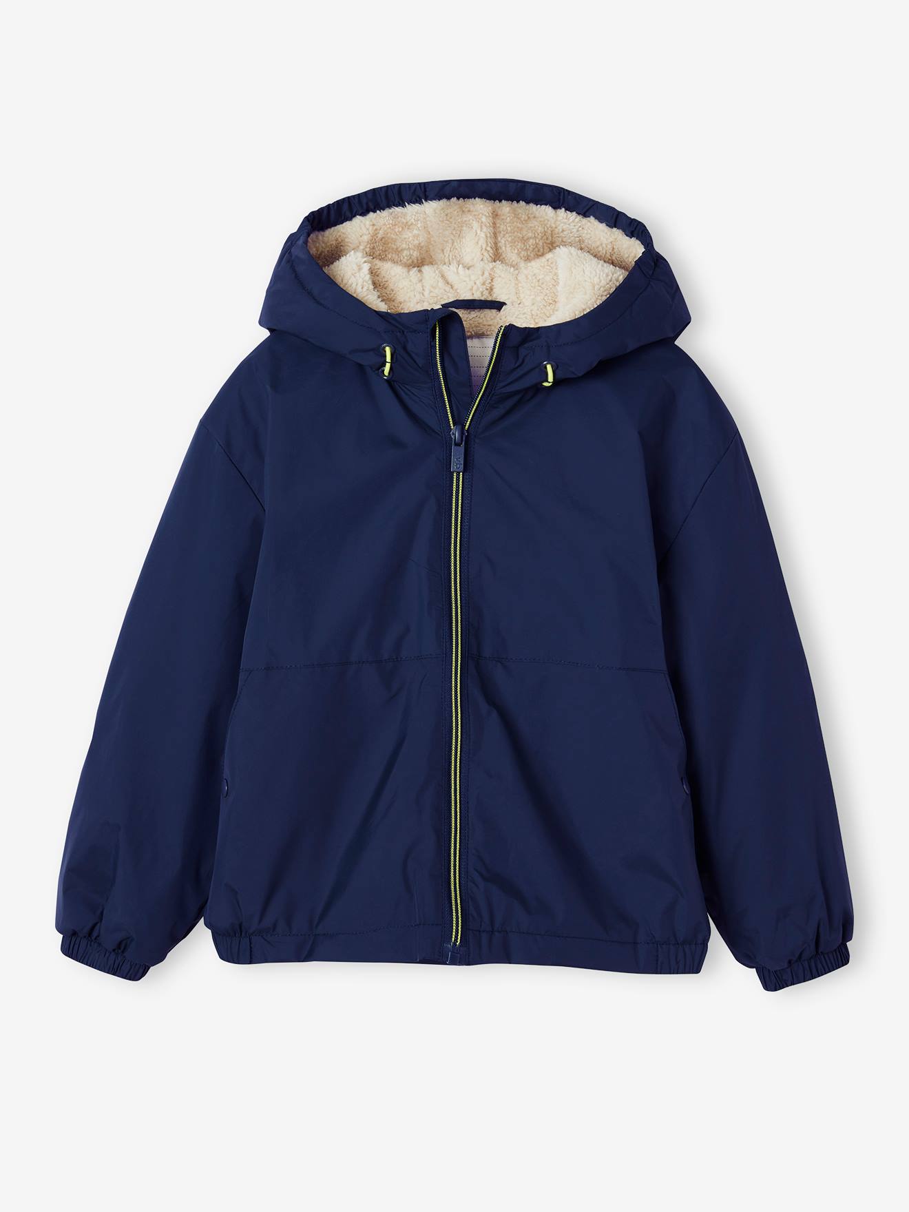 Vertbaudet Windjack Met Capuchon En Sherpavoering Voor Jongens Marineblauw