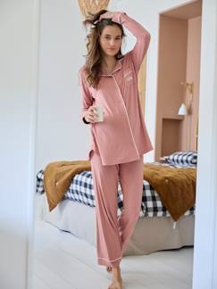 Vêtements de grossesse-Allaitement-Ensemble 2 pièces pyjama uni de grossesse