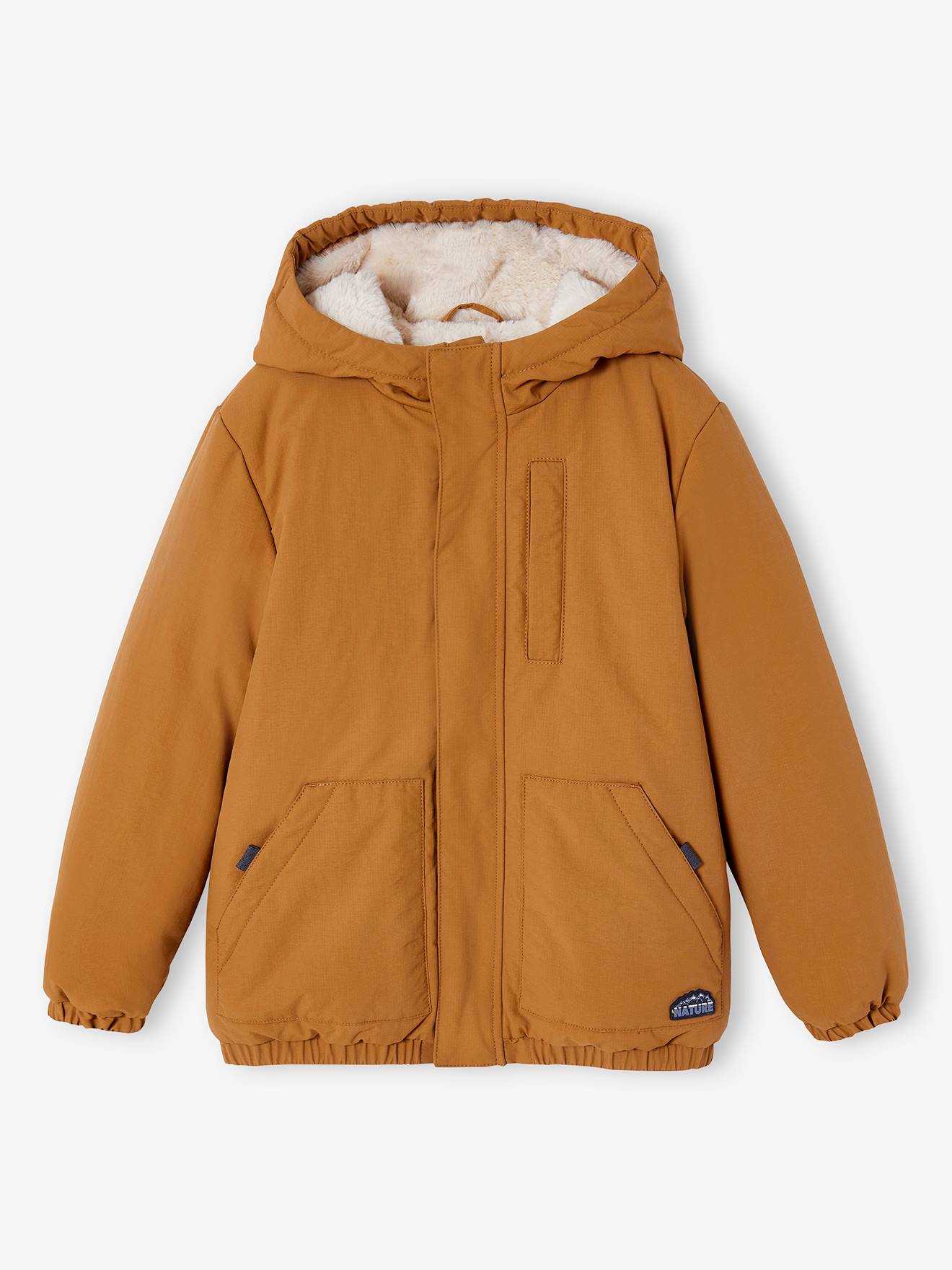 Vertbaudet Ripstop Parka Met Imitatiebontvoering Voor Jongens Brons