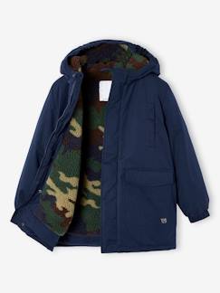 Jongens- Parka met capuchon voor jongens met camouflage sherpavoering