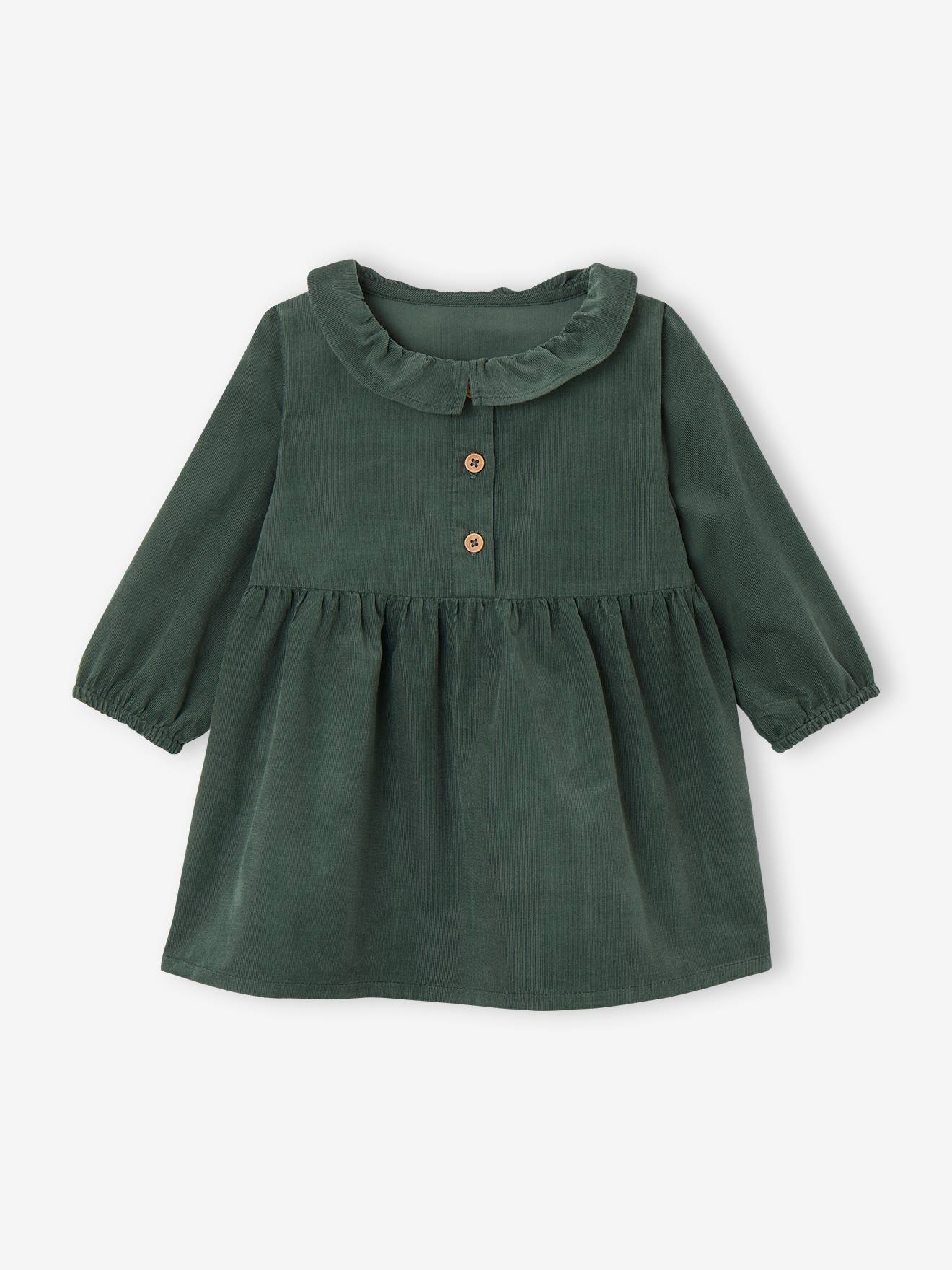 Vertbaudet Corduroy Babyjurk Met Kraagje Dennen