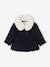 Manteau bébé fille en drap de laine col en fausse fourrure amovible marine - vertbaudet enfant 