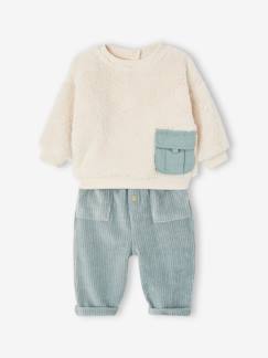 Bébé-Ensemble-Ensemble bébé sweat peluche  + pantalon velours