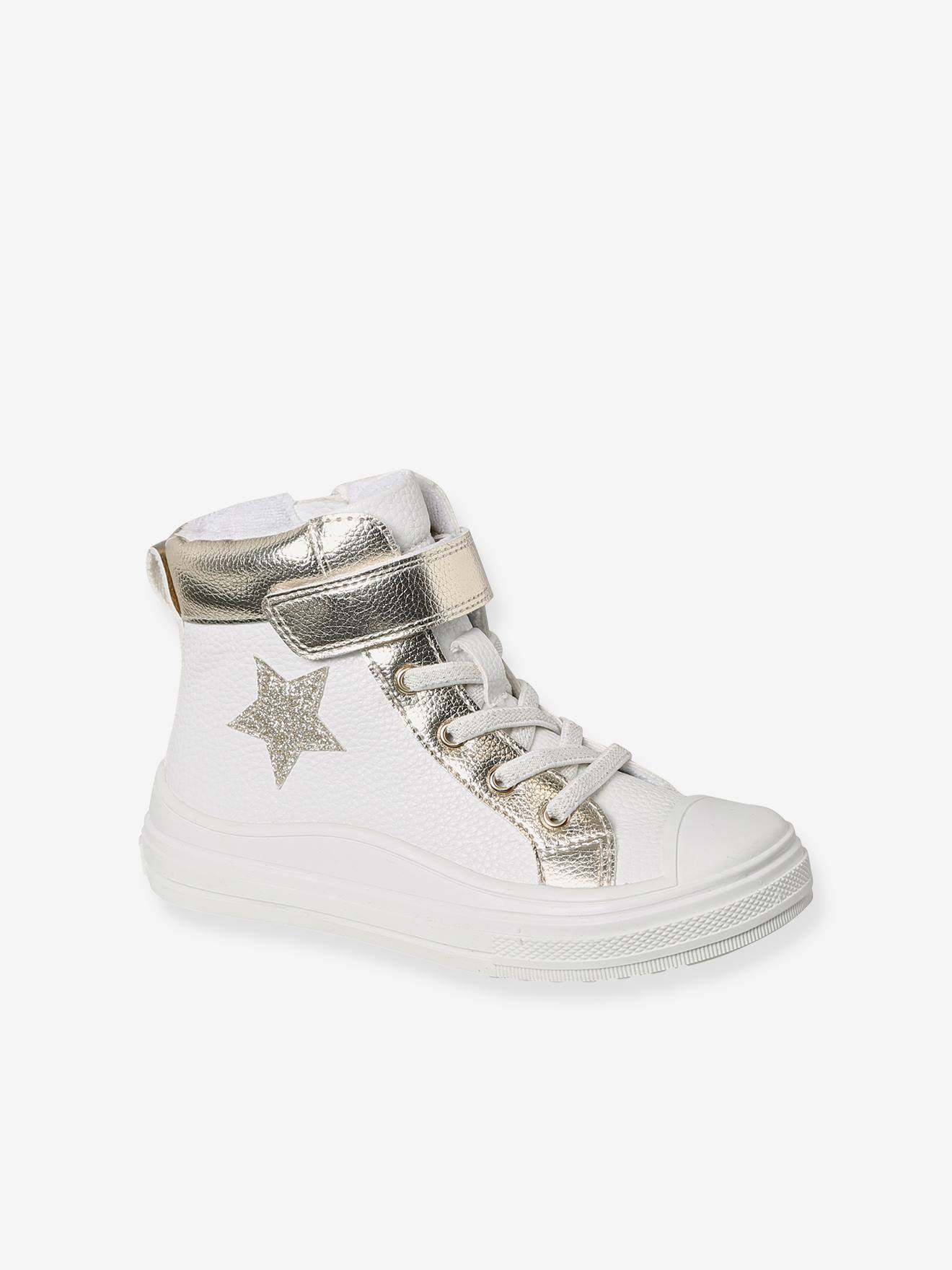 Vertbaudet Hoge Sneakers Voor Meisjes Met Rits En Veters Wit