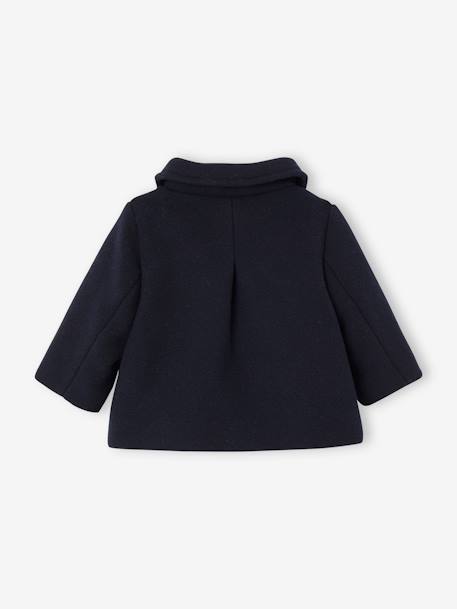 Manteau bébé fille en drap de laine col en fausse fourrure amovible marine - vertbaudet enfant 