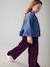 Wijde, fluwelen broek voor meisjes antraciet+bruin+chocoladebruin+grijsblauw+kaki+pruim+rozen+zachtpaars - vertbaudet enfant 