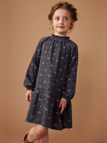 Fille-Robe en gaze de coton motifs fleurs fille