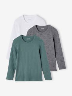 Jongens- Set van 3 T-shirts van ribstof met lange mouwen jongens