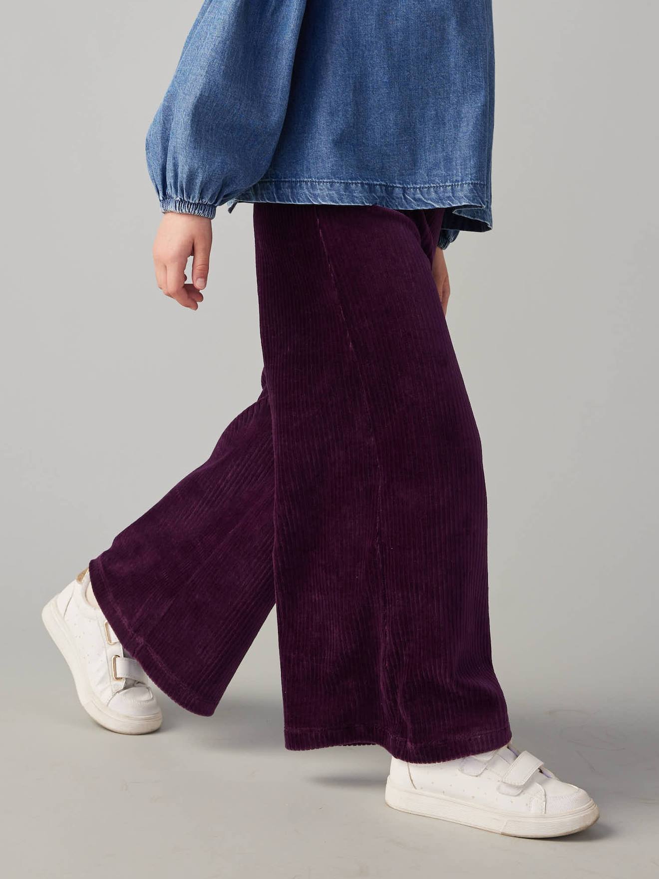 Vertbaudet Wijde, Fluwelen Broek Voor Meisjes Pruim