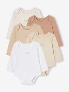 Bébé-Body-Lot 5 bodies manches longues BASICS bébé emmanchures US en coton bio